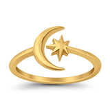 Moon & Stars Toe Ring Adjustable Band 925 Sterling Silver (9mm)