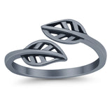 Beautiful Leaves Ring Adjustable Toe Band 925 Sterling Silver (7mm)