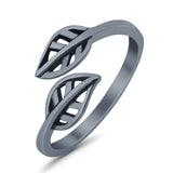 Beautiful Leaves Ring Adjustable Toe Band 925 Sterling Silver (7mm)
