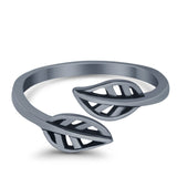 Beautiful Leaves Ring Adjustable Toe Band 925 Sterling Silver (7mm)