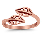 Beautiful Leaves Ring Adjustable Toe Band 925 Sterling Silver (7mm)