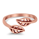 Beautiful Leaves Ring Adjustable Toe Band 925 Sterling Silver (7mm)