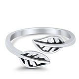 Beautiful Leaves Ring Adjustable Toe Band 925 Sterling Silver (7mm)