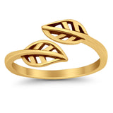 Beautiful Leaves Ring Adjustable Toe Band 925 Sterling Silver (7mm)