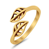 Beautiful Leaves Ring Adjustable Toe Band 925 Sterling Silver (7mm)