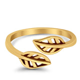 Beautiful Leaves Ring Adjustable Toe Band 925 Sterling Silver (7mm)