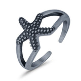 Foot Fingers Starfish Toe Rings Adjustable 925 Sterling Silver (9mm)