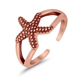 Foot Fingers Starfish Toe Rings Adjustable 925 Sterling Silver (9mm)