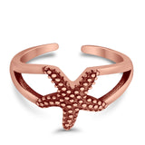 Foot Fingers Starfish Toe Rings Adjustable 925 Sterling Silver (9mm)