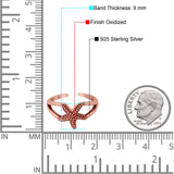 Foot Fingers Starfish Toe Rings Adjustable 925 Sterling Silver (9mm)