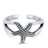 Foot Fingers Starfish Toe Rings Adjustable 925 Sterling Silver (9mm)