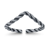 Adjustable V-Shape Twisted Toe Ring  Band Round 925 Sterling Silver (4mm)