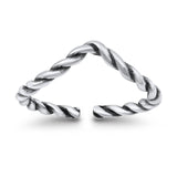 Adjustable V-Shape Twisted Toe Ring  Band Round 925 Sterling Silver (4mm)