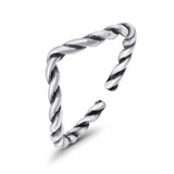 Adjustable V-Shape Twisted Toe Ring  Band Round 925 Sterling Silver (4mm)