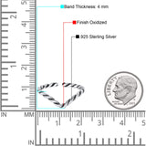 Adjustable V-Shape Twisted Toe Ring  Band Round 925 Sterling Silver (4mm)