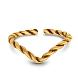 Adjustable V-Shape Twisted Toe Ring  Band Round 925 Sterling Silver (4mm)