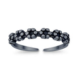 Adjustable Band Flowers Toe Ring 925 Sterling Silver (3mm)