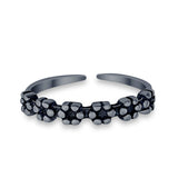 Adjustable Band Flowers Toe Ring 925 Sterling Silver (3mm)