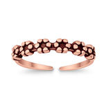 Adjustable Band Flowers Toe Ring 925 Sterling Silver (3mm)