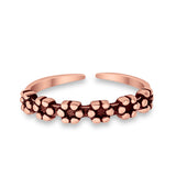 Adjustable Band Flowers Toe Ring 925 Sterling Silver (3mm)