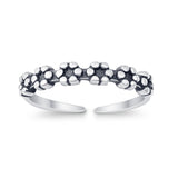 Adjustable Band Flowers Toe Ring 925 Sterling Silver (3mm)