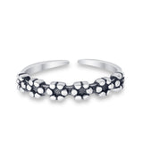 Adjustable Band Flowers Toe Ring 925 Sterling Silver (3mm)
