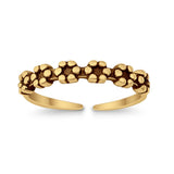 Adjustable Band Flowers Toe Ring 925 Sterling Silver (3mm)