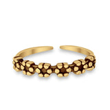 Adjustable Band Flowers Toe Ring 925 Sterling Silver (3mm)