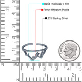 Adjustable Mountains Shape Toe Rings For Women Finger Foot Jewelry 925 Sterling Silver(7mm)