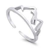 Adjustable Mountains Shape Toe Rings For Women Finger Foot Jewelry 925 Sterling Silver(7mm)