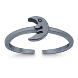 Adjustable Plain Moon Toe Ring Band 925 Sterling Silver(6mm)