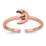 Adjustable Plain Moon Toe Ring Band 925 Sterling Silver(6mm)