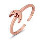 Adjustable Plain Moon Toe Ring Band 925 Sterling Silver(6mm)