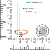 Adjustable Plain Moon Toe Ring Band 925 Sterling Silver(6mm)