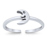 Adjustable Plain Moon Toe Ring Band 925 Sterling Silver(6mm)