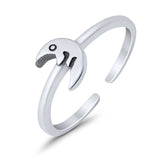 Adjustable Plain Moon Toe Ring Band 925 Sterling Silver(6mm)