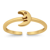 Adjustable Plain Moon Toe Ring Band 925 Sterling Silver(6mm)