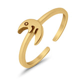 Adjustable Plain Moon Toe Ring Band 925 Sterling Silver(6mm)