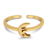 Adjustable Plain Moon Toe Ring Band 925 Sterling Silver(6mm)