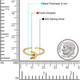Adjustable Plain Moon Toe Ring Band 925 Sterling Silver(6mm)
