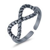 Infinity Rope Toe Ring Adjustable Band 925 Sterling Silver (7mm)