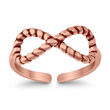 Infinity Rope Toe Ring Adjustable Band 925 Sterling Silver (7mm)