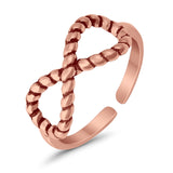 Infinity Rope Toe Ring Adjustable Band 925 Sterling Silver (7mm)