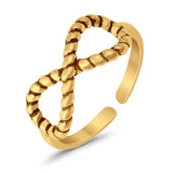 Infinity Rope Toe Ring Adjustable Band 925 Sterling Silver (7mm)