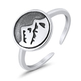 Adjustable Mountain Toe Ring 925 Sterling Silver (10mm)