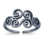 Wind Symbol Adjustable Toe Ring 925 Sterling Silver (9mm)