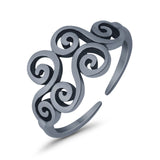 Wind Symbol Adjustable Toe Ring 925 Sterling Silver (9mm)