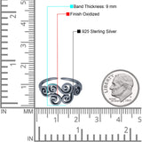 Wind Symbol Adjustable Toe Ring 925 Sterling Silver (9mm)