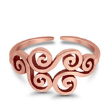 Wind Symbol Adjustable Toe Ring 925 Sterling Silver (9mm)