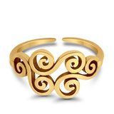 Wind Symbol Adjustable Toe Ring 925 Sterling Silver (9mm)